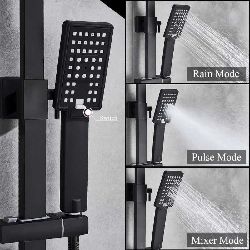 shower tiang set coulomn CARLO FIOTINI minimalis stainless hitam + kran panas dingin PROMO