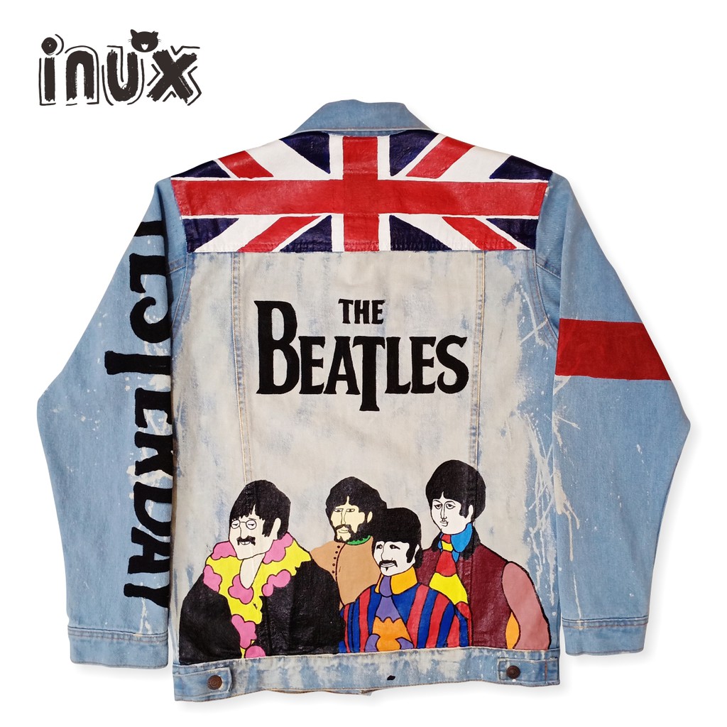 JAKET JEANS PRIA / DENIM JACKET CUSTOM INUXSTORE  / JAKET LUKIS THE BEATLES / JAKET ROCK N ROLL