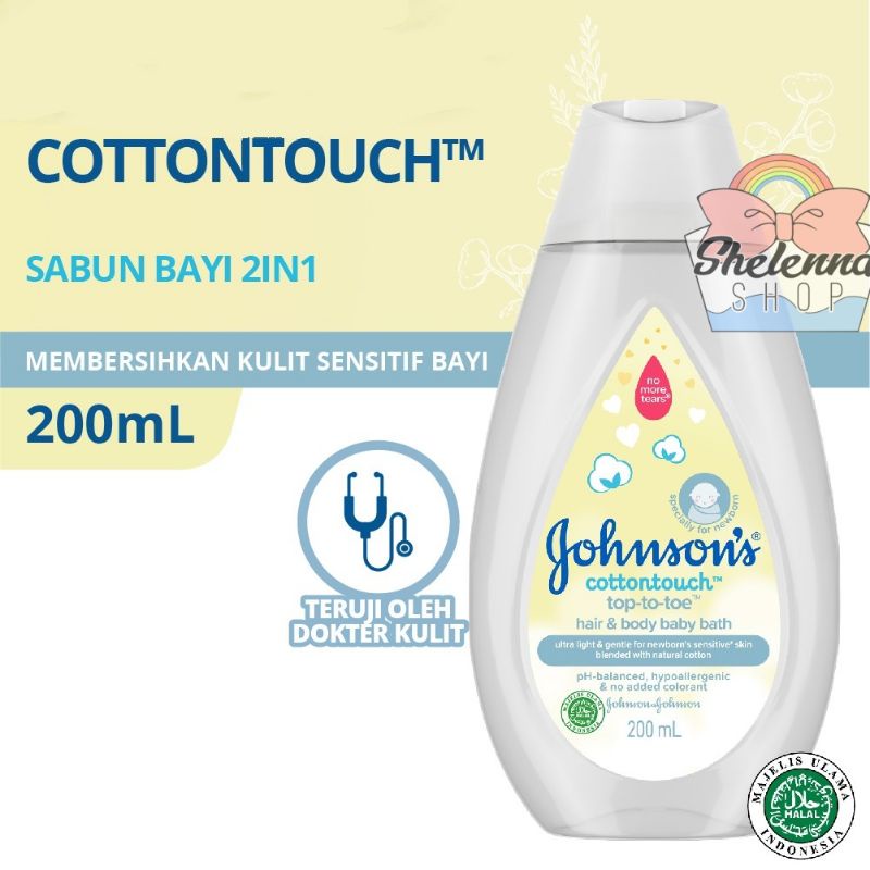 JOHNSON'S CottonTouch Top-to-Toe Hair &amp; Body Baby Bath - Sabun Bayi 2in1 200ml Shampo