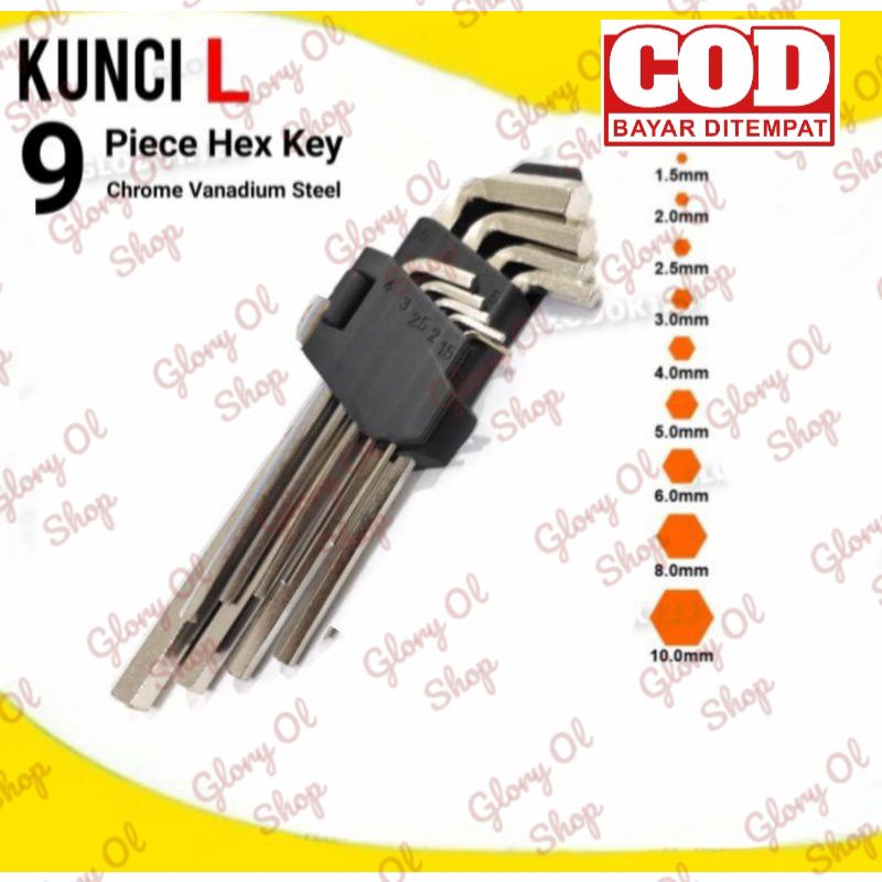 KUNCI L DAN KUNCI L BINTANG STAINLESS 9 SET