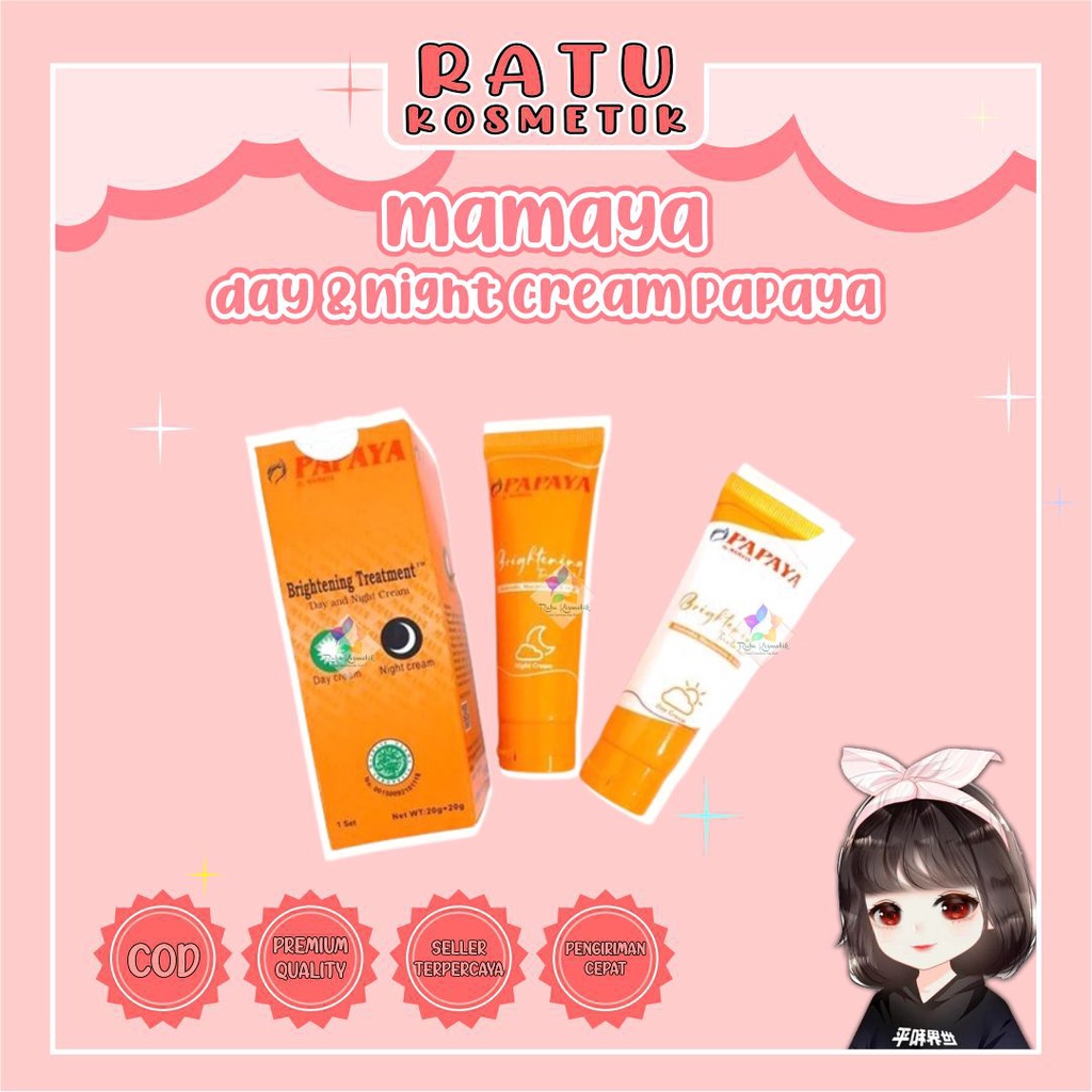 ❤ RATU ❤ Papaya Brightening Treatment Day &amp; Night Cream By Mamaya ( BPOM✔️)