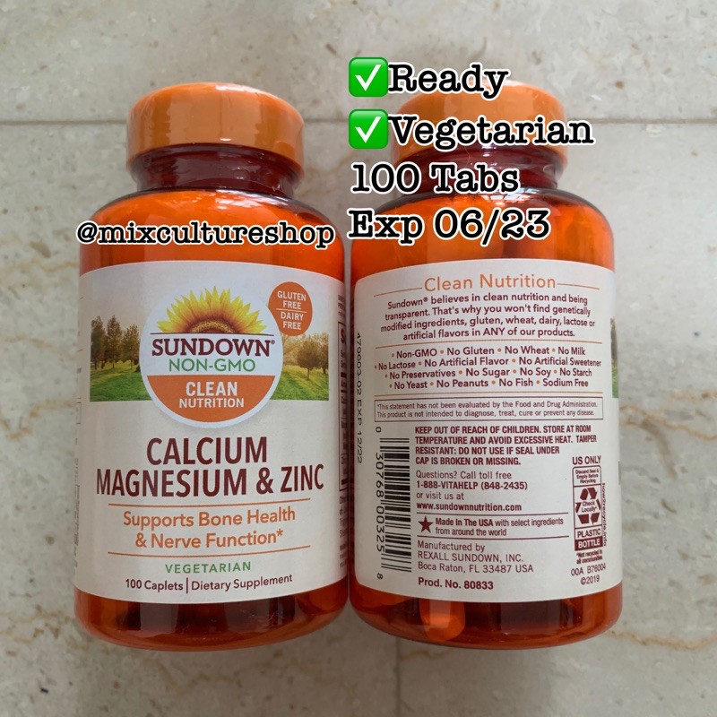 Sundown Naturals, Calcium Magnesium & Zinc, 100 Tab Shopee Indonesia