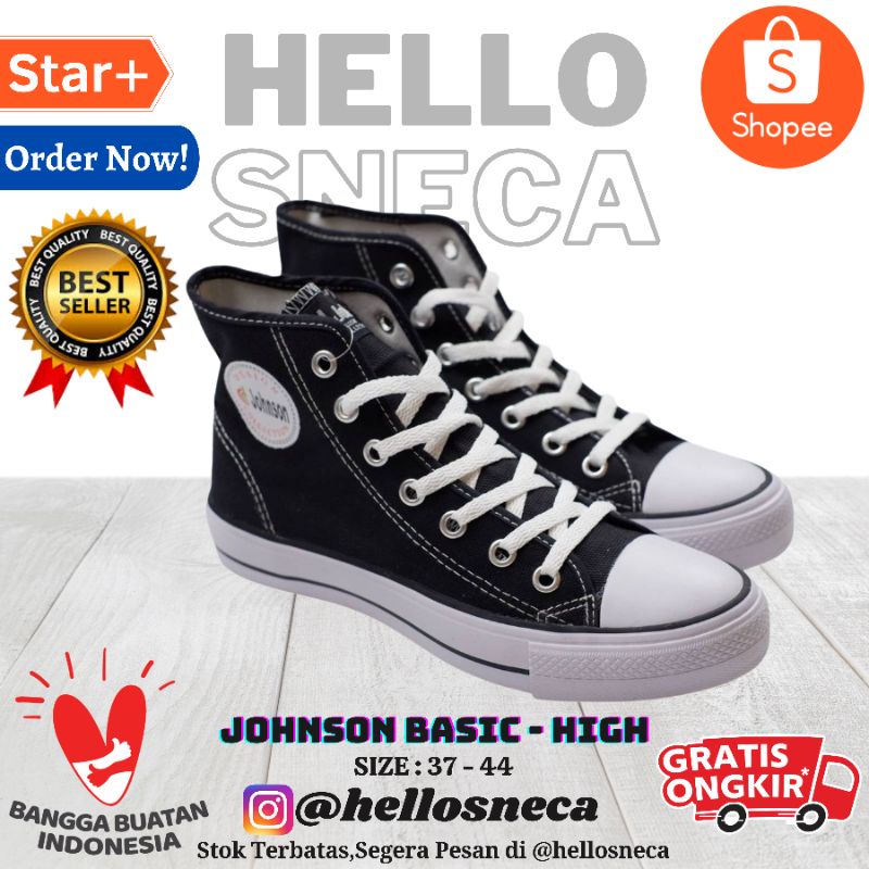 Sepatu Johnson black white basic low high cut Original jhonson galaxy x pro jonson ventela campess