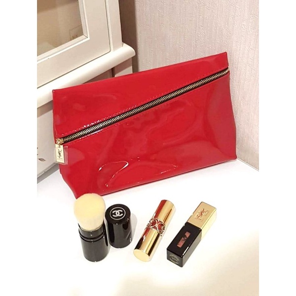 clucth pouch makeup YSL yvest saint laurent red