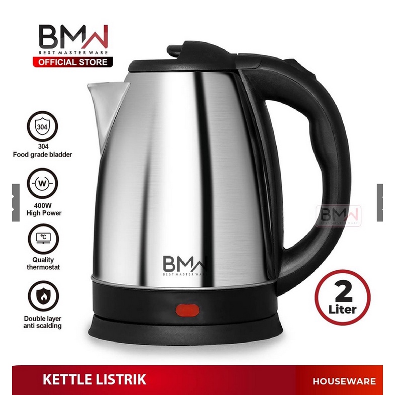 Teko Air Minum Teko Kettle Electric Kapasitas 2L Teko Listrik Stainless Steel Pemanas Air Kettle Bes