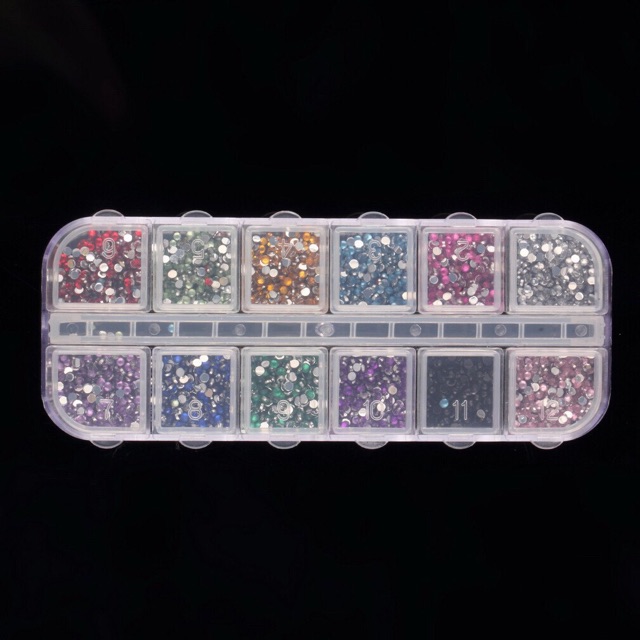 Rainbow Rhinestones 12 warna permata untuk nail art