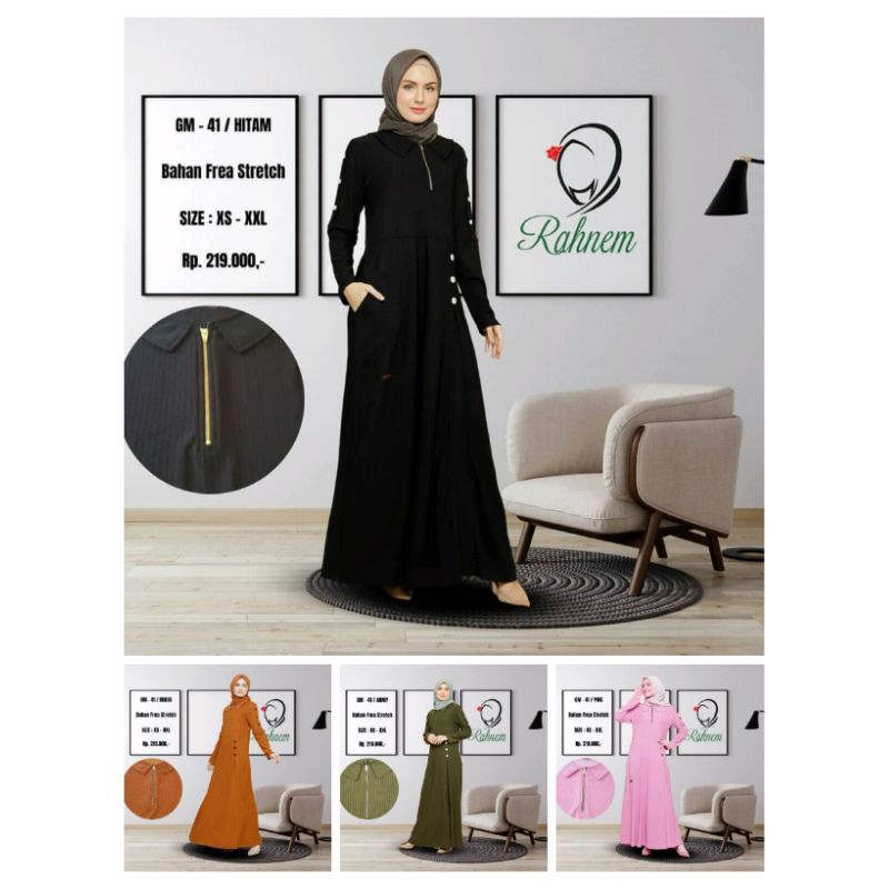 GAMIS RAHNEM GM 41 (HITAM, ARMY, PINK, KUBUS)