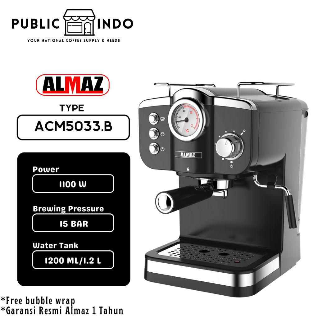 Jual Almaz Acm5033 Mesin Kopi Espresso Coffee Maker 1100 W Garansi Resmi Almaz 1 Tahun Hitam 8648