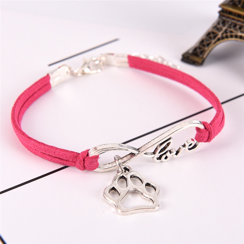 Gelang Tangan Motif Hewan Anjing / Kucing / Beruang Infinity Untuk Wanita