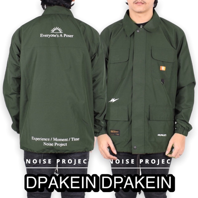 NOISE PROJECT Jaket Coach Poser Hijau Jaket Parasut Jaket Windbreaker Jaket Distro Jaket Pria Jaket Parka Poser