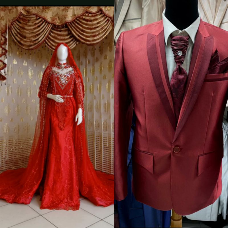 GAUN PENGANTIN COUPLE SLIM BEREKOR MEWAH MODERN//JAS//GAUN