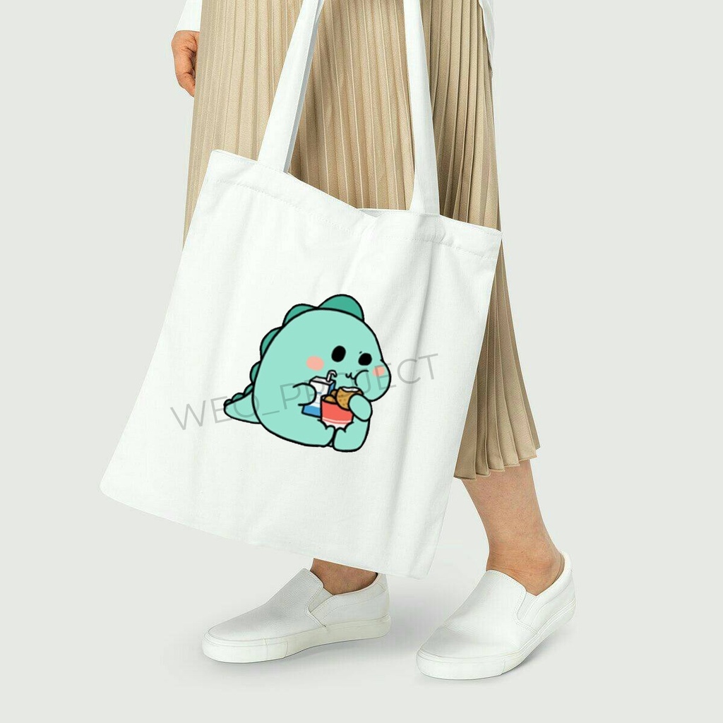 TOTE BAG KANVAS / TOTE BAG WANITA / TOTE BAG DINO LUCU