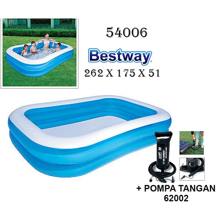 PROMO Bestway KOLAM Renang Karet Anak Dan Keluarga Rectangular Jumbo Biru 54006