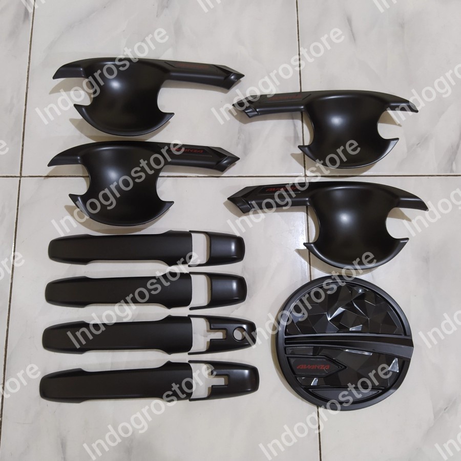 PAKET COVER TANGKI HANDLE &amp; OUTER HITAM MOBIL TOYOTA NEW AVANZA VELOZ 2022 KEYLESS