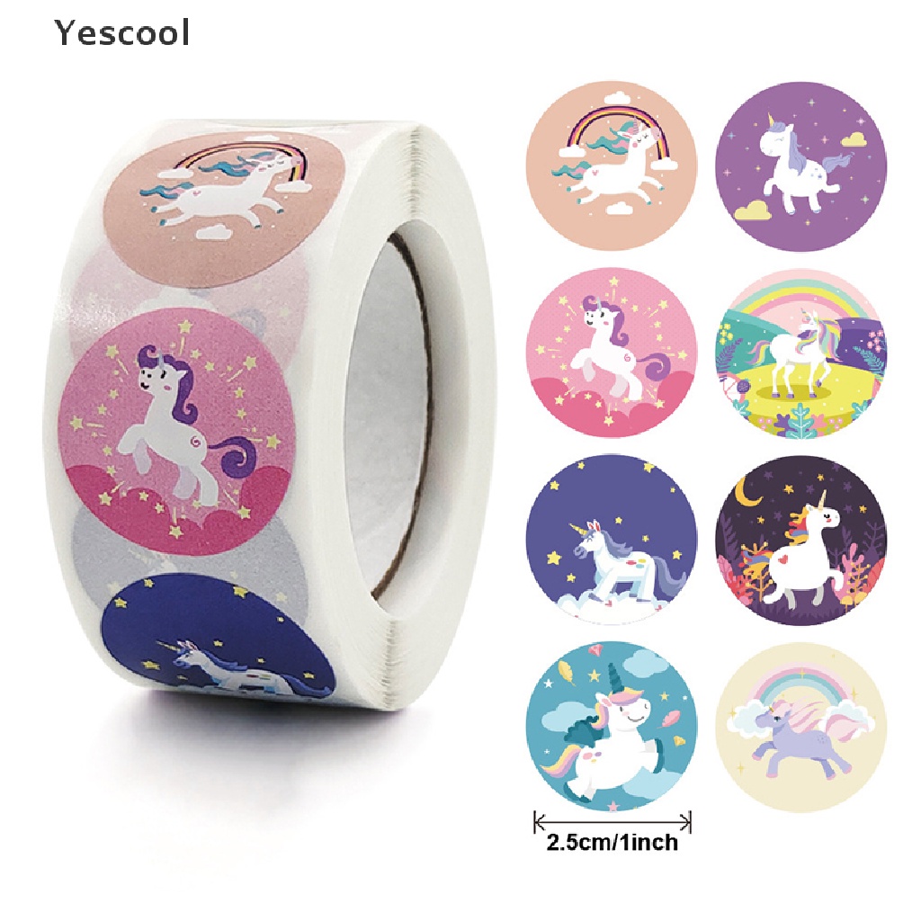 500pcs / roll Stiker Segel Motif Unicorn Thank You Untuk Dekorasi Pernikahan