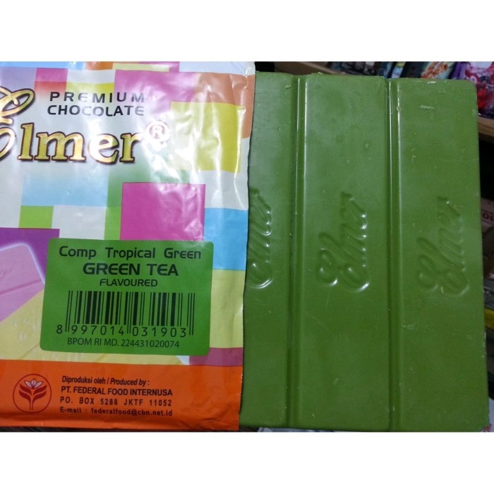 

[1batang] Elmer Cokelat Compound Green Tea 165gr (dari kemasan 1kg) Chocolate Compound Tropical Rhapsody Rasa Teh Hijau