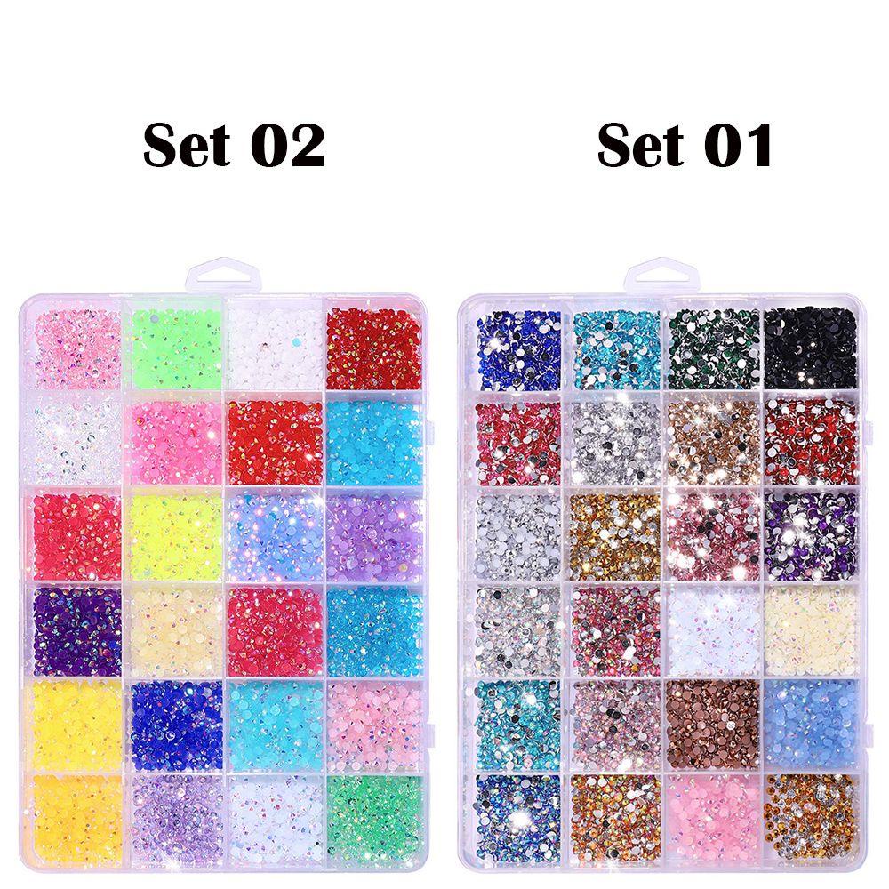 R-flower 3500pcs/box Nail Art Berlian Imitasi Dekorasi Resin Strass Batu Flatback Mix Multisize