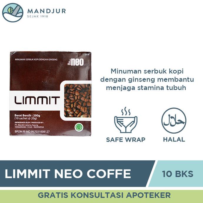 Limmit Neo Coffee Premium Box 10 Sachet - Kopi Limmit Herbal Stamina -Diskon Sd 50%