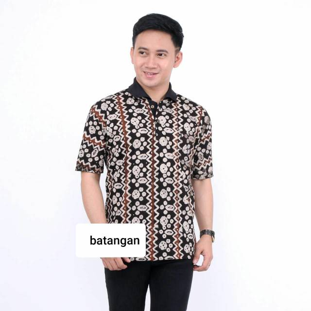 Kaos batik kerah cap batangan / matt catton