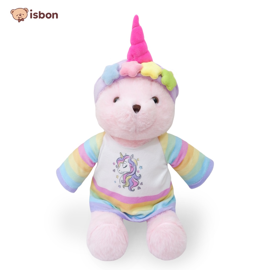 Boneka Beruang Bear Mungil Sit La Unicorn With Baju Pelangi Warna Warni Bahan Premium By Istana Boneka