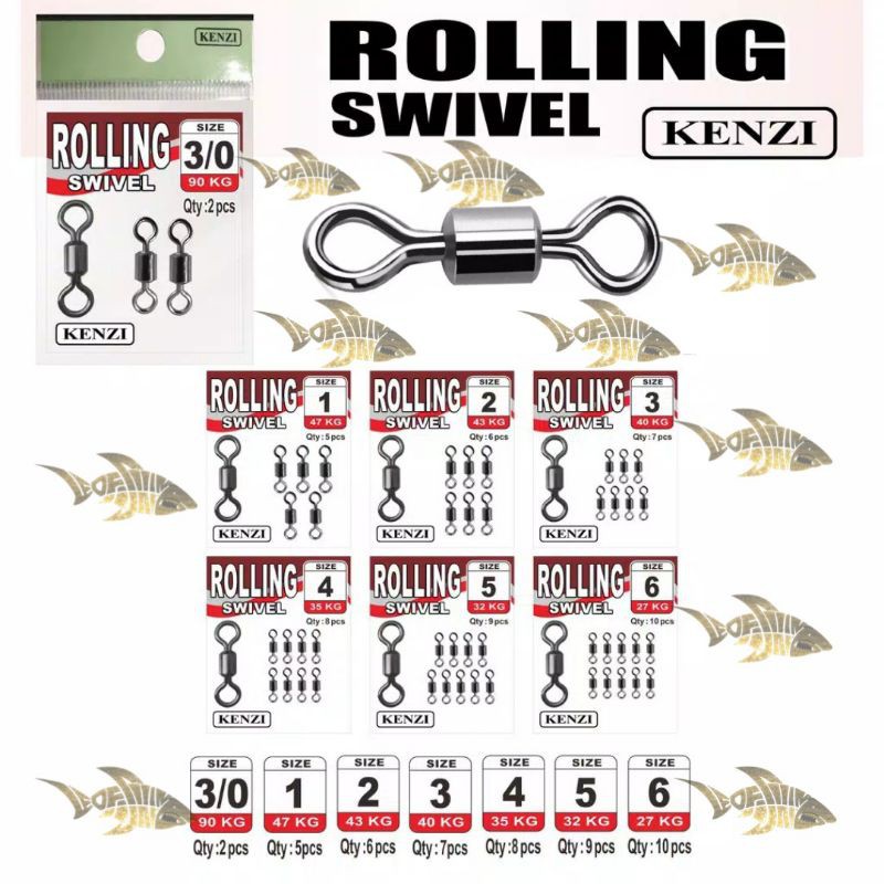 GROSIR ROLLING SWIVEL KENZI TERSEDIA SIZE LENGKAP 1 2 3 4 5 6 3/0