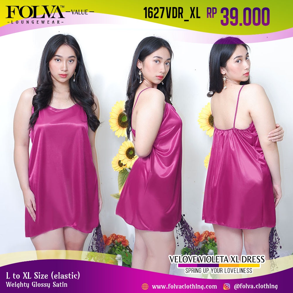 FOLVA Baju tidur wanita dress tanktop satin big size jumbo XL