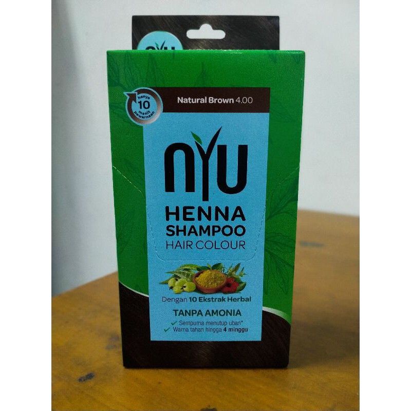 NYU HENNA SHAMPOO PEWARNA RAMBUT SACHET 4X20ML(1 BOX )