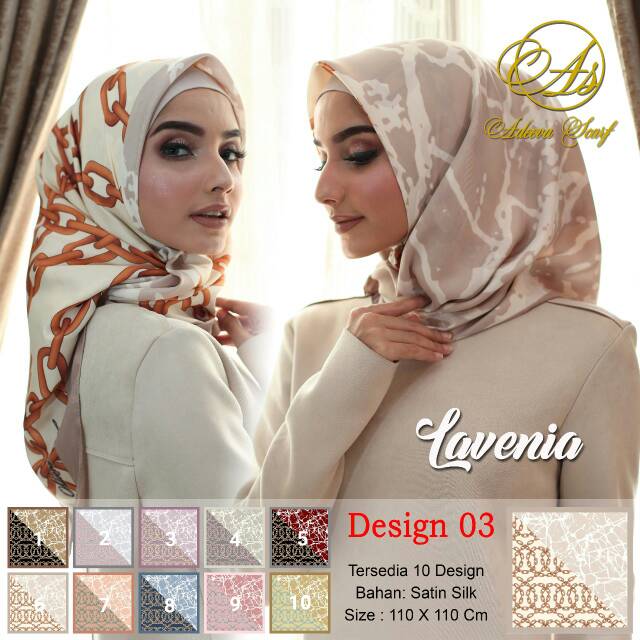 Segi4 Satin Abstrak. Jilbab Adeeva. Kerudung Motif Rantai. Hijab Square
