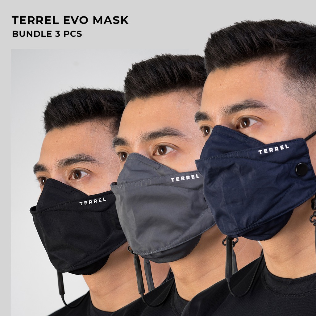 DK58OL Terrel evo mask bundle 3 pcs masker kain non medis konektor