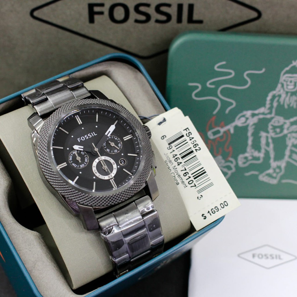 termurah d=45mm, Fossil FS 4662 Original, all stainless steel, chronograph stopwatch, include tin