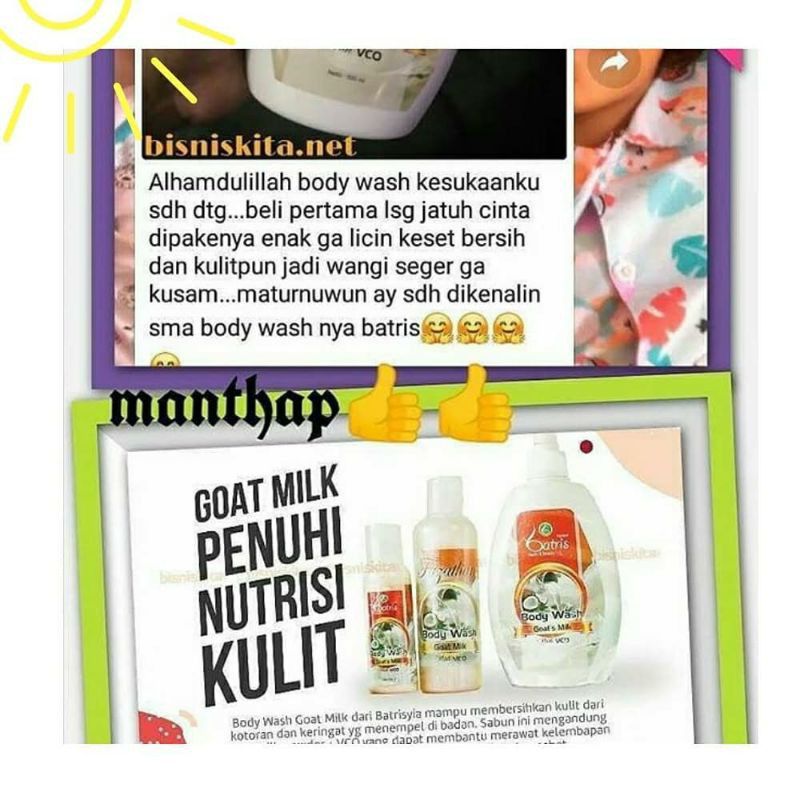 BODY WASH S GOAT MILK BATRISYIA TERBAIK /MENCERAHKAN/MELEMBABKAN