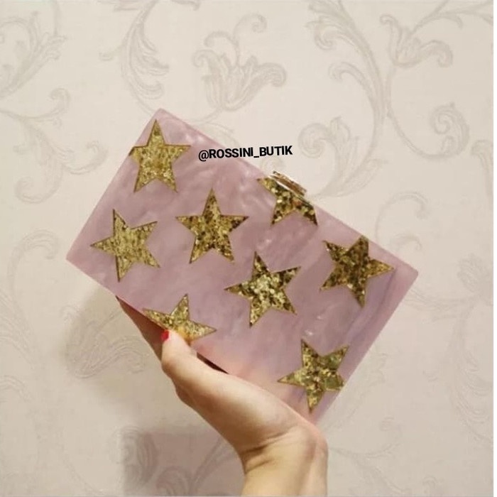 ROSSINI-Tas Pesta wanita/Clutch pesta/Tas Pesta STAR GLITER 5178 - White