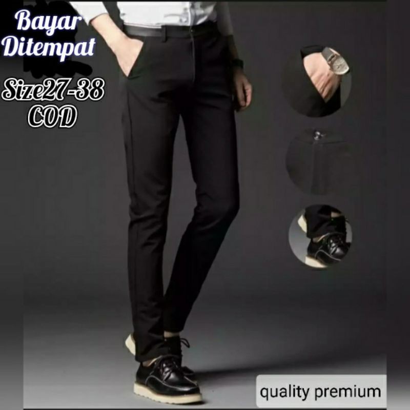 celana kantor pria hitam slimfit/celana formal pria hitam/celana bahan pria/celana bahan original