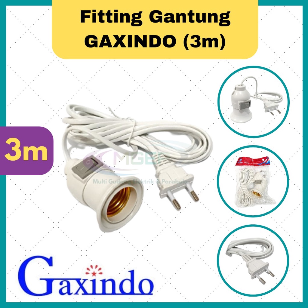 Fitting Gantung Kabel Lampu E27 Saklar 3 meter Fitting Praktis