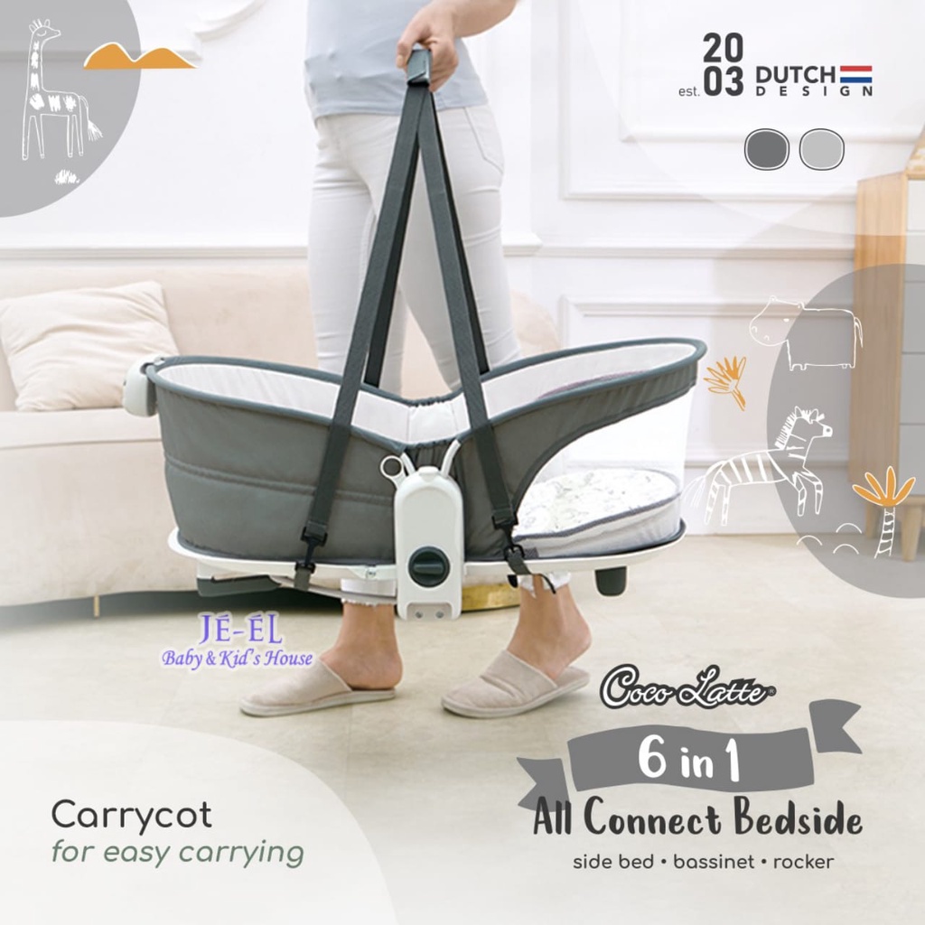 Cocolatte 6 in 1 All Connect Bedside / Ayunan Bayi Side Bed Bassinet Rocker