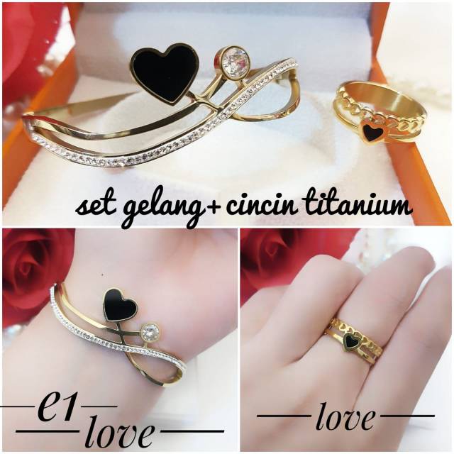 Titanium gelang dan cincin 2707