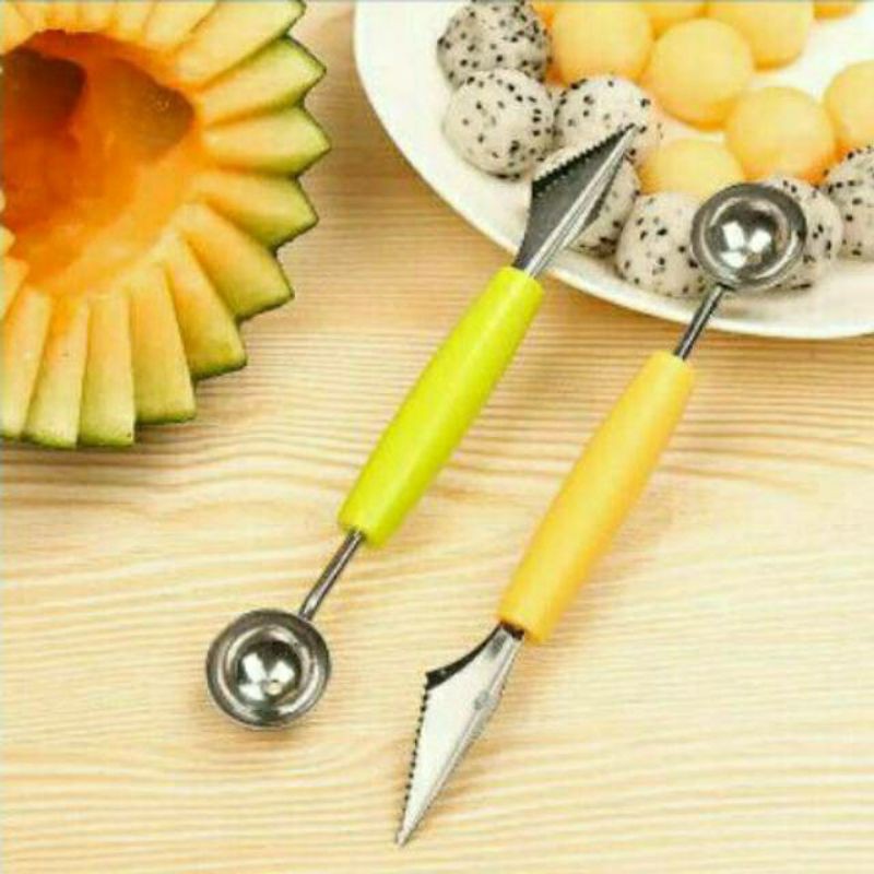 BluePink Alat Dapur Pisau Buah 2 Sisi Kerokan BUah Scoop-5