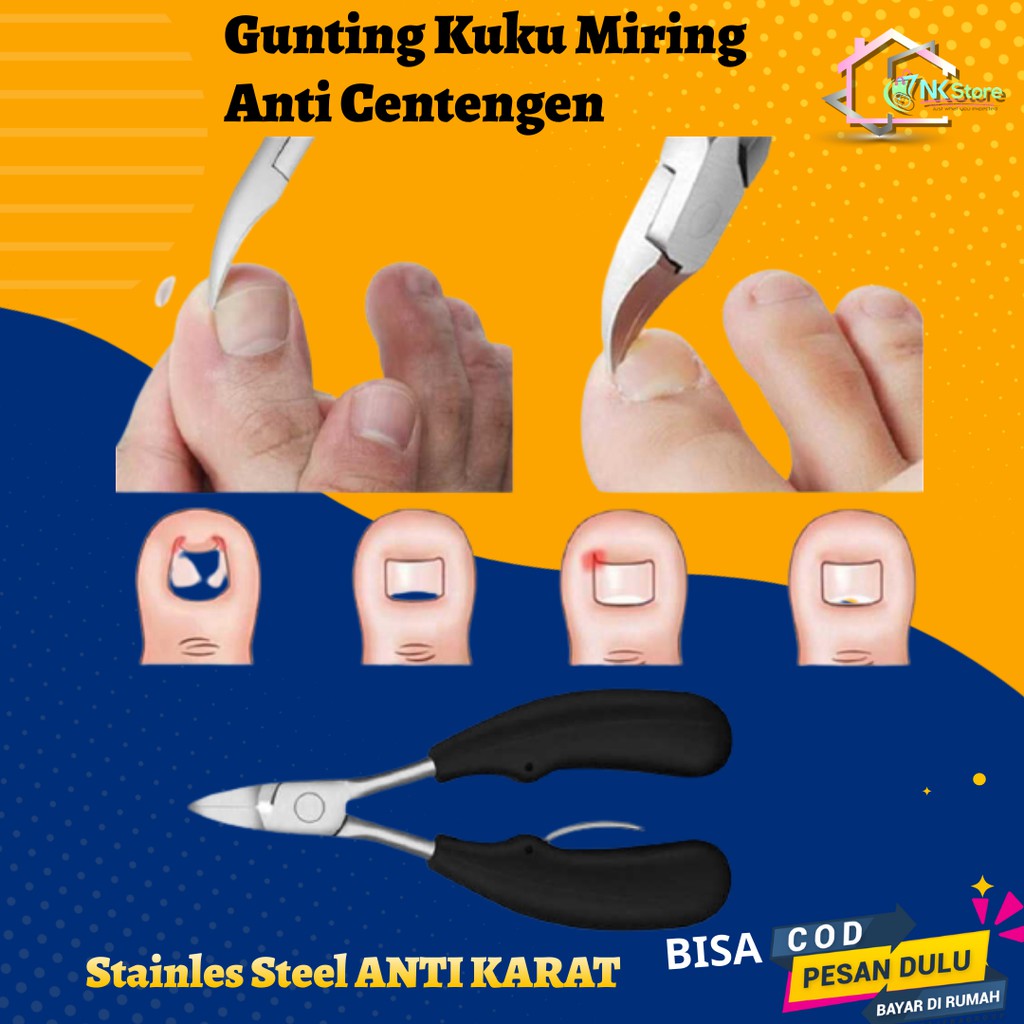 Gunting Kuku Miring Anti Cantengan Pemotong Kuku Miring Jempol Kaki Stainles Steel