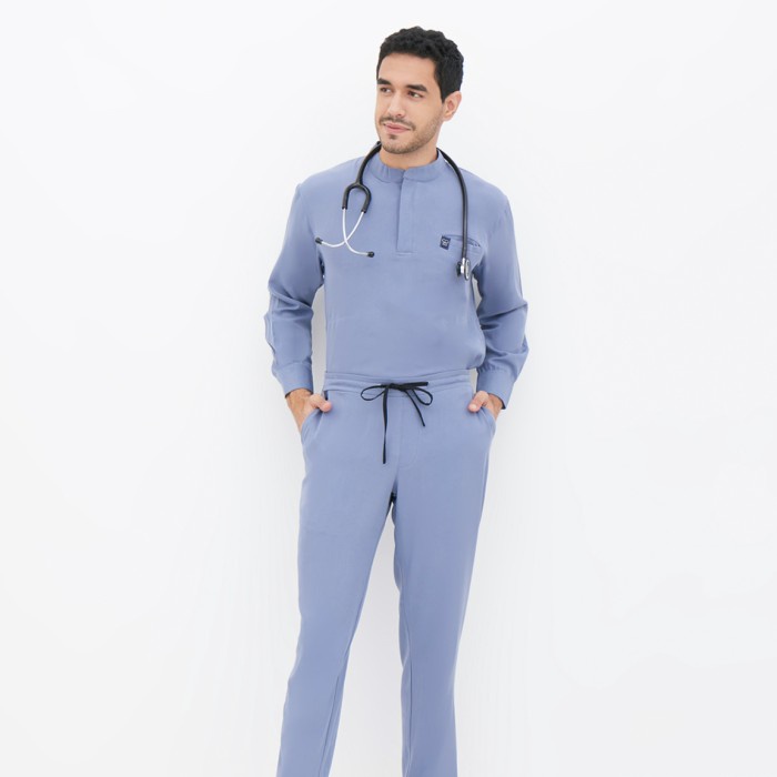 Baju Jaga MANDARIN LS - AIRY BLUE Scrubs Theatre Blues Empirical Lengan Panjang