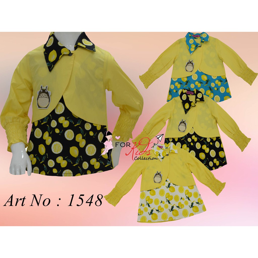 Blus Katun Printing Lemon Fashion Kasual Anak Perempuan