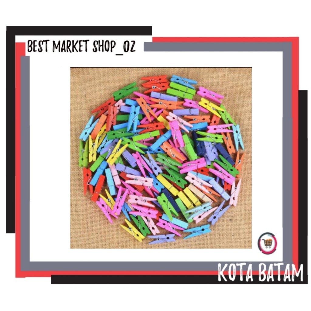 WOODEN CLIP Penjepit Kayu Karakter Rainbow dan Polos