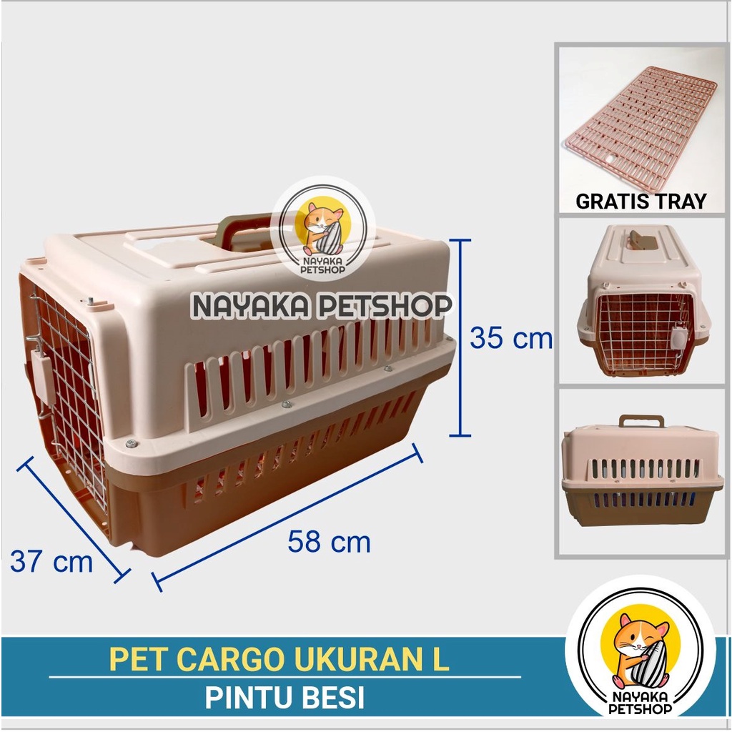 Size L Pintu Besi Pet Cargo Besar Pet Carrier Kucing Travel Jumbo Kandila Musang