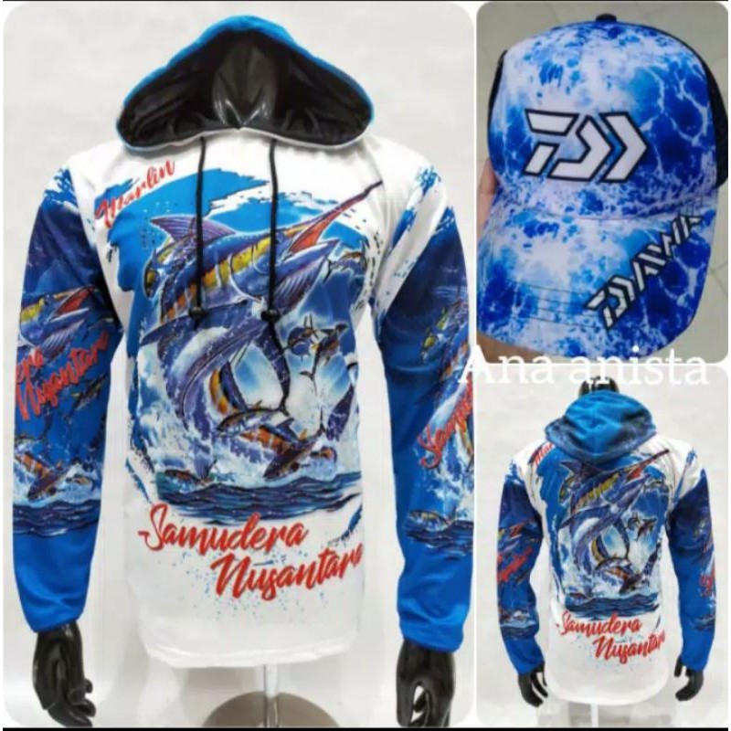 Kaos Jersey mancing kupluk/kaos Jersey mancing + topi