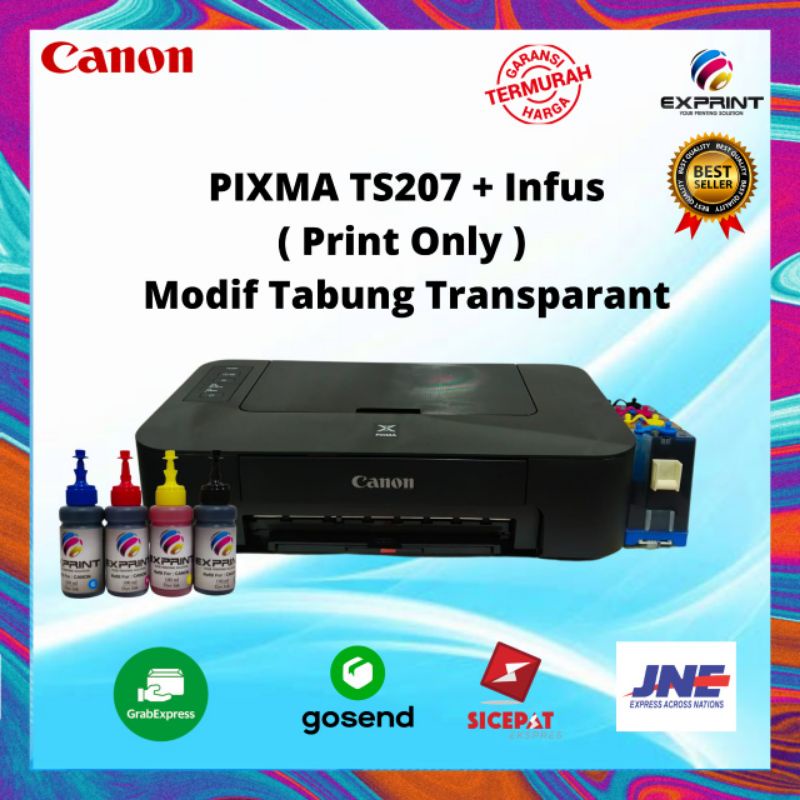 Printer Canon Pixma TS207 (Print only) + Infus Tabung Bening