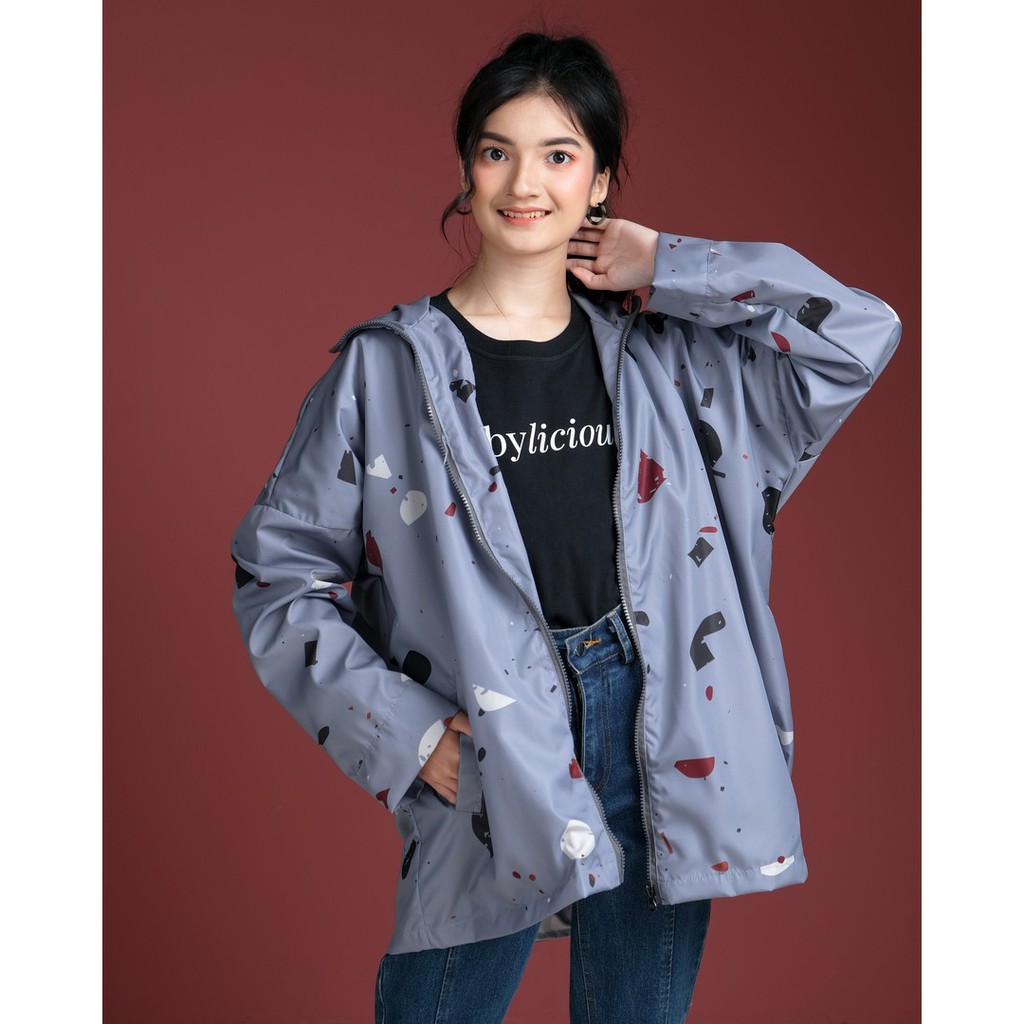 Myrubylicious ABSTRACT#2 PACKABLE JACKET-GREY