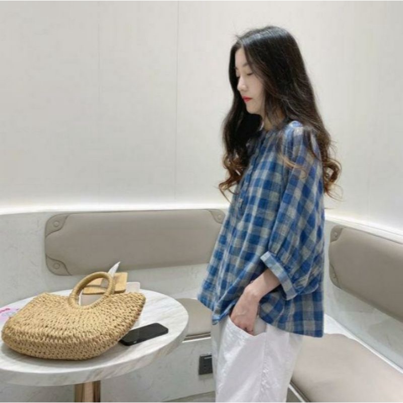 MDLV ~ 8939# Fernanda Double Cloth Plaid Shirt KOTAK BESAR Kemeja Flanel Import