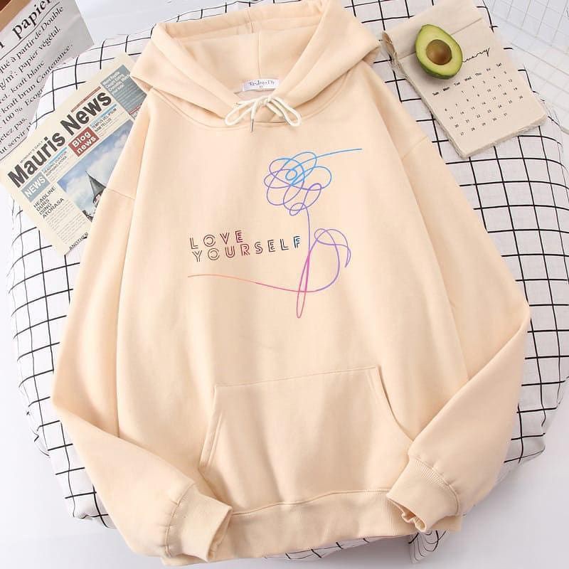 HOODIE LOVE sweatshirt sweater sweeter sweter switer suiter sweteer crewneck hoodie crewnek hoody krunek hudie hodie fashion Ootd Outfit wanita remaja cewek cewe peremuan premium oversize kekinian korea korean style bahan fleece tebal-1