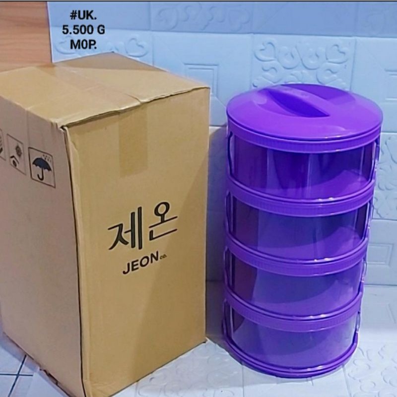 RAK TUDUNG SAJI TINGKAT MERK JEON WARNA UNGU SUSUN 4 PENUTUP MAKANAN