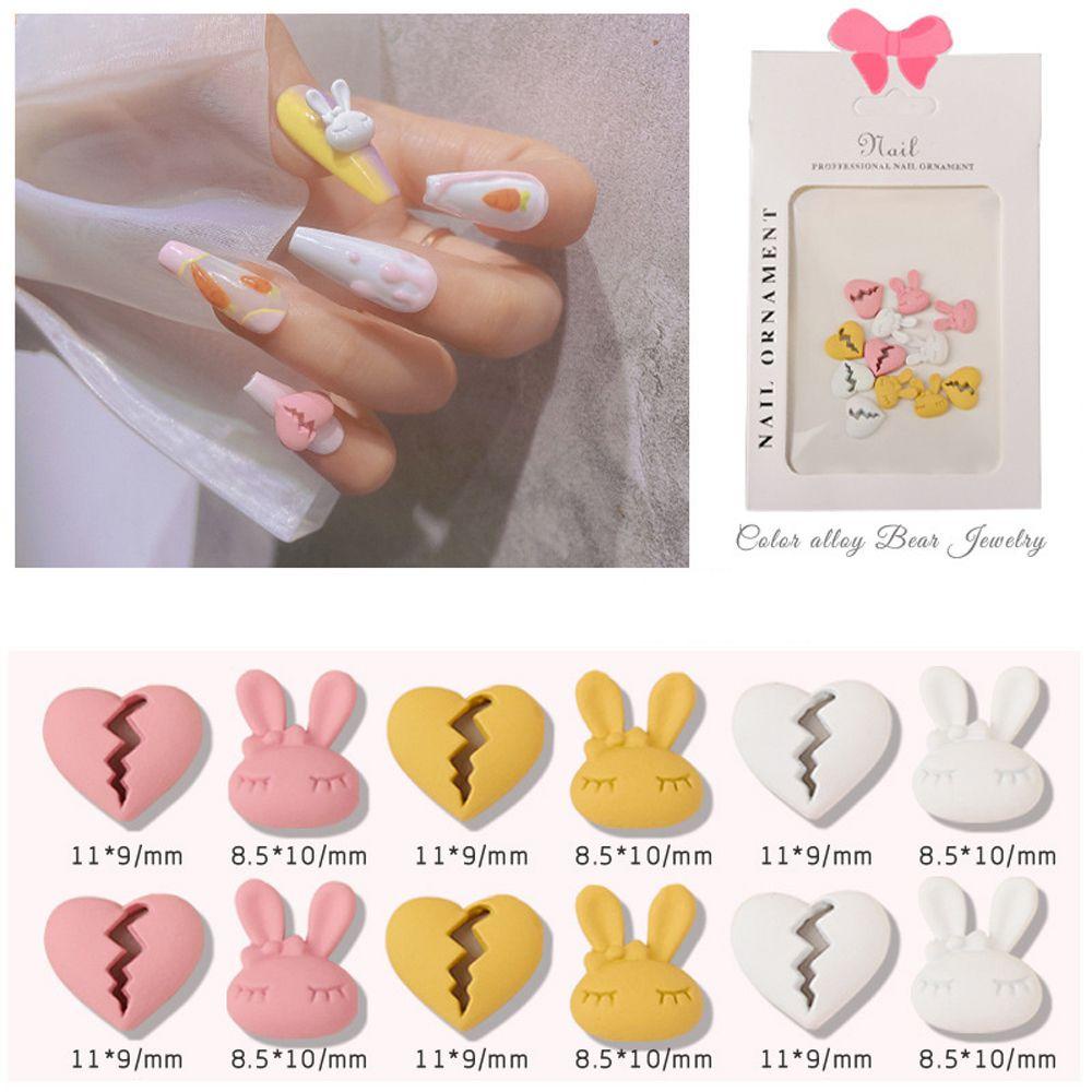 AUGUSTINA Agustina Kartun Nail Art Rhinestones Wanita Fashion Kelinci Hiasan Kuku Bunga Beruang 3D Perhiasan Kuku