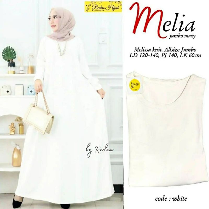 Melia Jumbo Maxy, GAMIS JUMBO POLOS WANITA MUSLIM CANTIK FIT XXXL LD 120-134 BAHAN MELISSA KNIT IMPORT TERMURAH OOTD